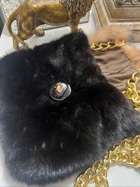 Authentic RANCH MINK with gold chain custom tailored crossbody purse🤩